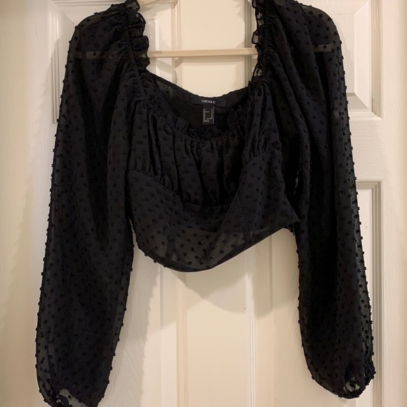 Forever 21 Black Top Long Sleeve Top - Picture 1 of 1